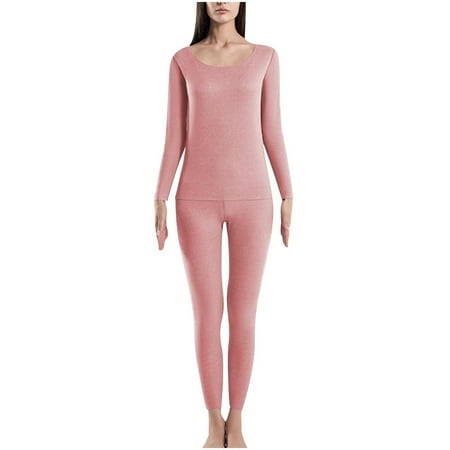 

Women Pajamas Set Woolen Thermal Underwear Base Bottoms 2PC Suit Long Sleeves Undershirt T-Shirt Pjs Pant Outfits