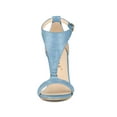 thumbnail image 2 of BLISSFUL STEP Women's T Strap Open Toe Stiletto Heel Sandals Blue 6, 2 of 8