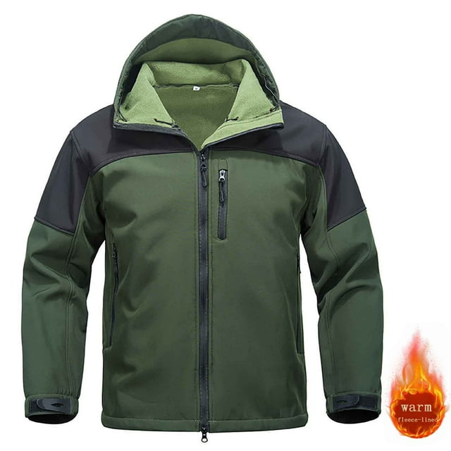 Ceisia Men's Regular Fit Waterproof Windproof Fleece-Lined Softshell Jacket | Outdoor Hooded Multi-Functional Jacket Gifts