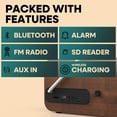 thumbnail image 3 of Bluetooth Radio Speaker, larm Clock Radio with Wireless Charging, FM Radio Speaker with Bluetooth 5.3/FM Radio/USB Port/TF Card/Aux in, Speaker Portable Radio for Bedroom, Kitchen Outdoor, 3 of 7