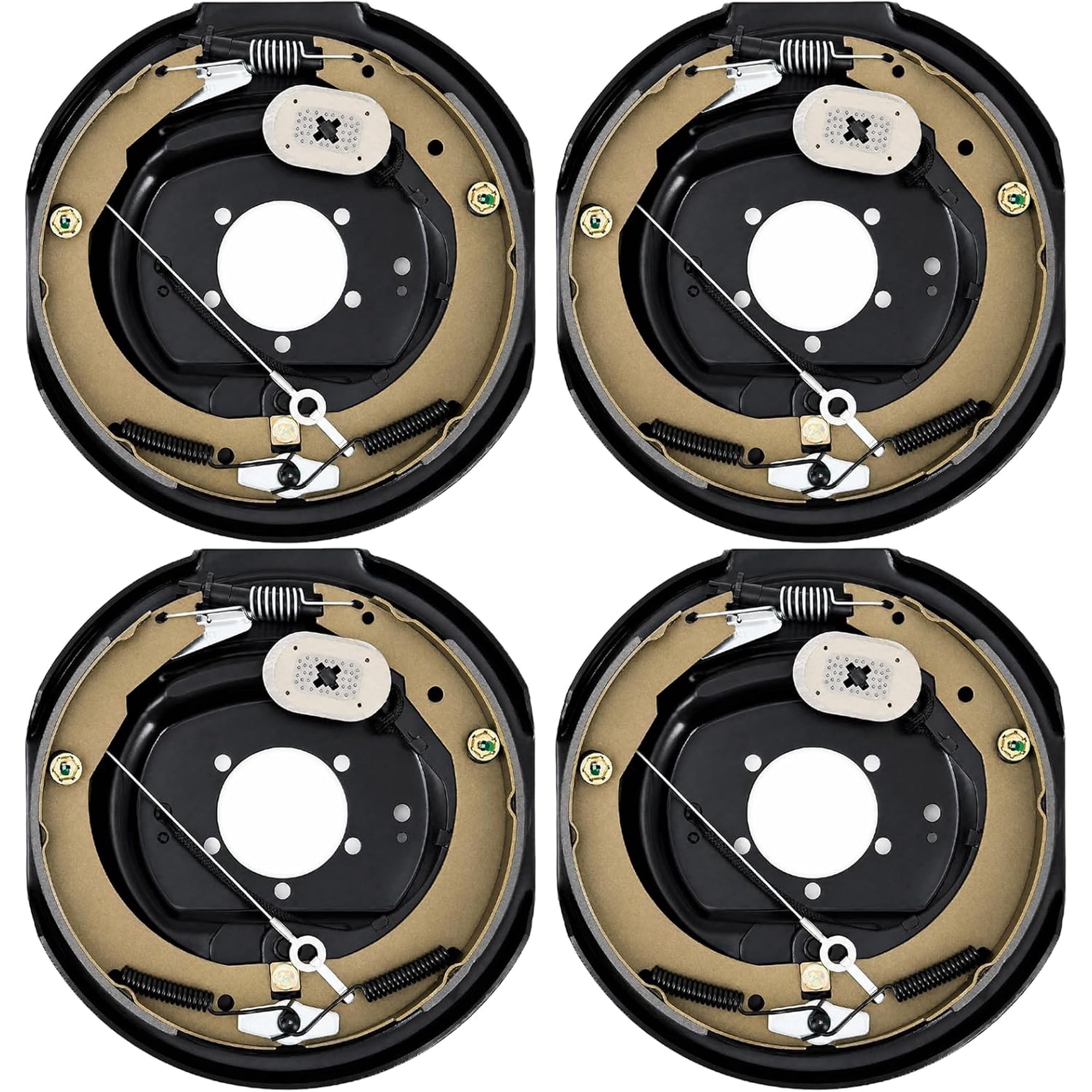 4 Pack Self Adjusting Electric Trailer Brake Assembly 10 x2-1/4 4 Hole Mounting Brake Backing Plates Left & Right Replacement Brakes Kit for 3500 Lbs Axle RV Utility Trailer