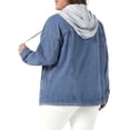 thumbnail image 4 of DARING DIVA Women's Plus Size Drawstring Detachable Hoodie Denim Jacket 2X Light Blue, 4 of 6
