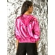 thumbnail image 5 of Día de San Patricio Traje De Navidad Para Mujer, Brillante, Holográfico, De Manga Larga, Con Cremallera, Chaqueta Metálica Con Capucha Rosa caliente XS, 5 of 6