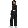 thumbnail image 4 of Unique Bargains Two Pieces Sets Hoodie Top Wide Leg Pants Tracksuit S Black, 4 of 7