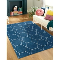 Unique Loom Trellis Frieze Collection Area Rug - Geometric (8' x 11' Rectangle Navy Blue/Ivory)