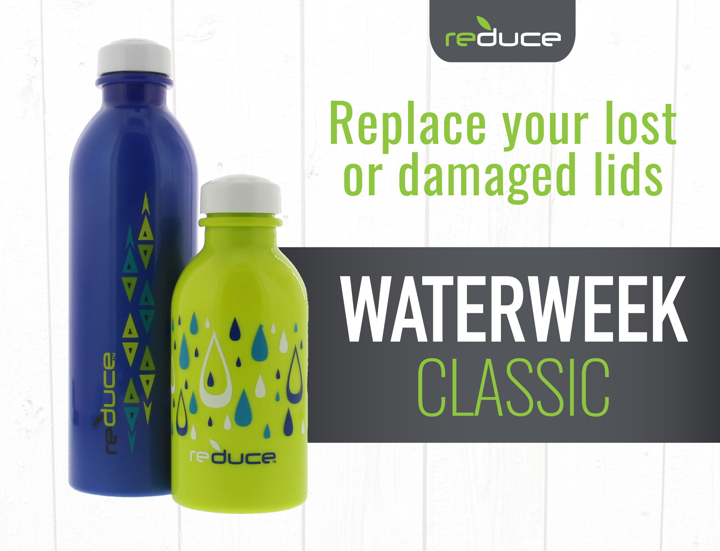 Reduce Water Bottle Replacement Caps, 5 Pack â€“ For Reduce WaterWeek  Reusable Water Bottles â€“ Fits 10 oz and 16 oz WaterWeek Classic  Refillable Water Bottles â€“ Replace Lost or Damaged Lids 
