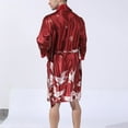 thumbnail image 2 of Defitshape Men's Long Sleeve Robe Satin Comfy Summer Silky Fall Shawl Collar Pockets Cool Lightweight Bathrobe Halloween Red Large, 2 of 4