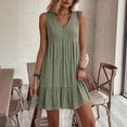 thumbnail image 4 of Taqqpue Women’s V Neck Cute Shift Dress with Pockets,Sleeveless Ruffle Hem Loose Swing Summer Tunic Mini Dress Knee Length Plus Size Tank Dress for Women, 4 of 8