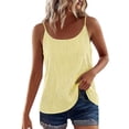 thumbnail image 4 of HOMBOM Womens Crew Neck Tank Tops T Shirts Summer Yellow Striped Sleeveless Lightweight Tops for Ladies, 4 of 8