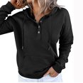 thumbnail image 4 of DPTALR Femmes Automne Hiver Casual Solide Bouton Cordon à Capuche Pull Tops, 4 of 8