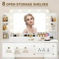 thumbnail image 5 of Lacoo Vanity Desk with Mirror & Lights, Makeup Vanity Set with 7 Drawers & Shelves, Vanity Table for Bedroom, White, 5 of 7