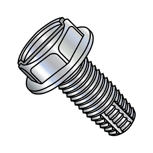 12-24X1 1/4 Slotted Indented Hex Washer Thread Cutting Screw Type F Fully Threaded Zinc And (Pack Qty 3,000) BC-1220FSW