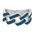 thumbnail image 2 of Dazzlingrock Collection Round Blue Diamond Out Bling Cuban Link Band Ring for Women (0.42 ctw, Color Blue, Clarity I2-I3) in 925 Sterling Silver, Size 5, 2 of 4