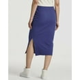 thumbnail image 3 of 3 Pack: Women's Midi Ribbed Knit Skirt With Side Slit - Stretchy Office Work Business Casual Pencil Pull-On Skirts, 3 of 6