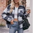 thumbnail image 5 of Herrnalise Womens Flannel Shacket Jacket Casual Plaid Wool Blend Button Down Long Sleeve Shirt Fall Clothes Outfits 2024 Blue,L, 5 of 9