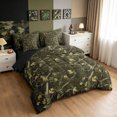 thumbnail image 2 of Manfei Farmhouse Camouflage Full Size Bedding Sets, Contemporary Art Camo Full Size Bed in a Bag, Olive Green, Black Reversible, 7-Piece, 2 of 6
