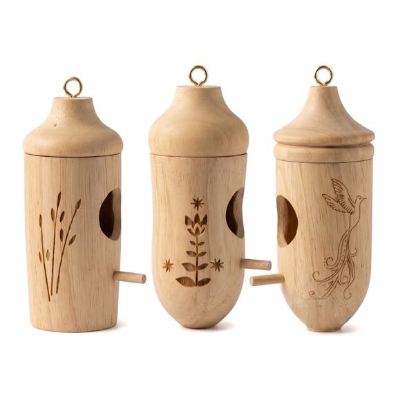 3 Pack Hummingbird House – Natural Wooden Hummingbird Houses for Outside Hanging, Gardening Gifts for Women & Bird Lovers, Outdoor Birdhouses for Garden, Patio, Balcony
