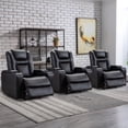 thumbnail image 3 of Bonzy Home Power Electric Recliner Chair Set of 3 with USB Ports and Cup Holders Leather Home Theater Seating, Living Room Chair Black, 3 of 6
