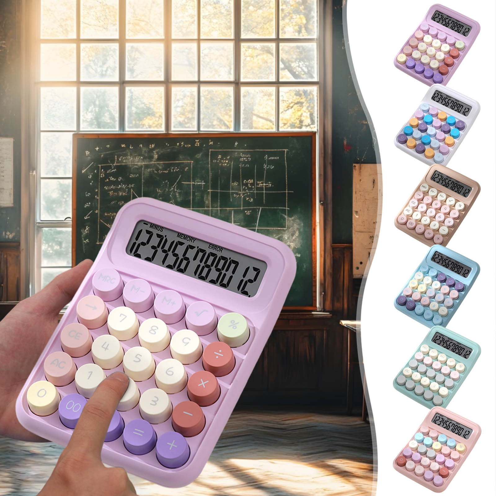 TTJ Cute Calculator Calculators Basic Standard Calculators Mini Digital Desktop Calculator with 12-Digit LCD Display- Calculator Pocket Size for Home