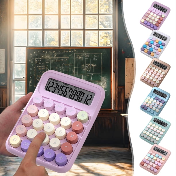 Calculadora de sobremesa de 12 dígitos con pantalla LCD • Mini calculadora digital para oficina y hogar • Tamaño bolsillo con teclas redondeadas y teclado antideslizante