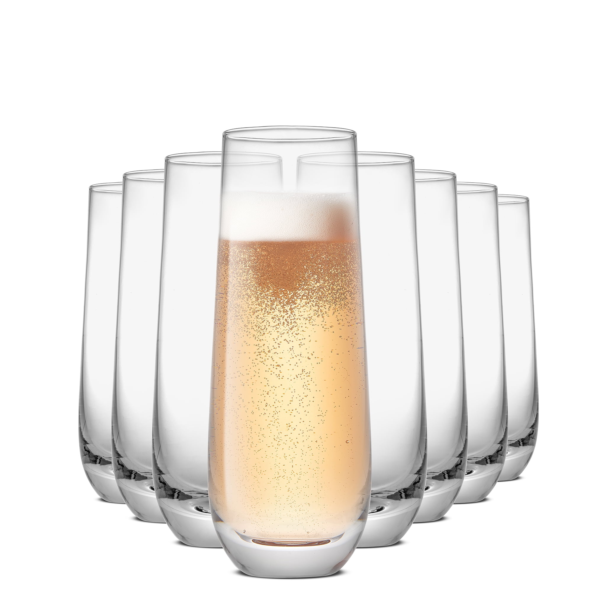 JoyJolt Milo Stemless Champagne Flutes 9.5 oz (Set of 8)