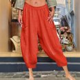 thumbnail image 2 of ABATAB Women Capri Pants Summer Casual Low Waisted Crop Trousers Baggy Beach Vacation Lantern Harem Capris, 2 of 7