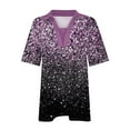 thumbnail image 4 of ALLLIST Purple Summer Tops for Women 2024 V-Neck Short Sleeve Graphic Casual T-Shirts Printed Tshirt Dress Women, 4 of 5