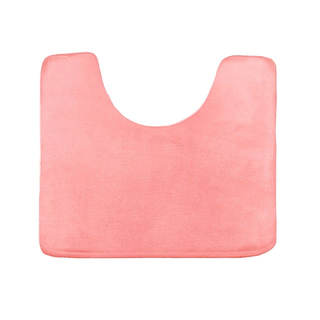 Clara Clark Bath Mat Bathroom Rug - Absorbent Memory Foam Bath Rugs - Non-Slip, Thick, Cozy Velvet Feel Microfiber Bathrug, Plush Shower, Toilet- Floor Bathmats Carpet - Pink - Contour Size 24"x20"