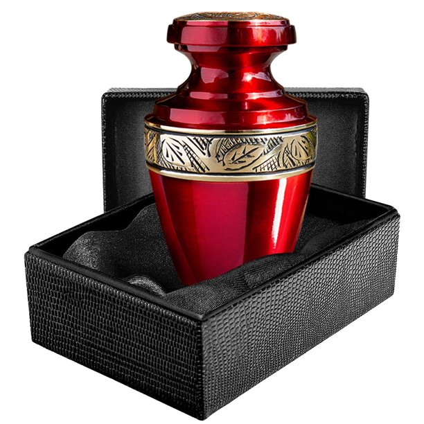 Urna funeraria Trupoint Memorials, pequeña, griega, roja y dorada
