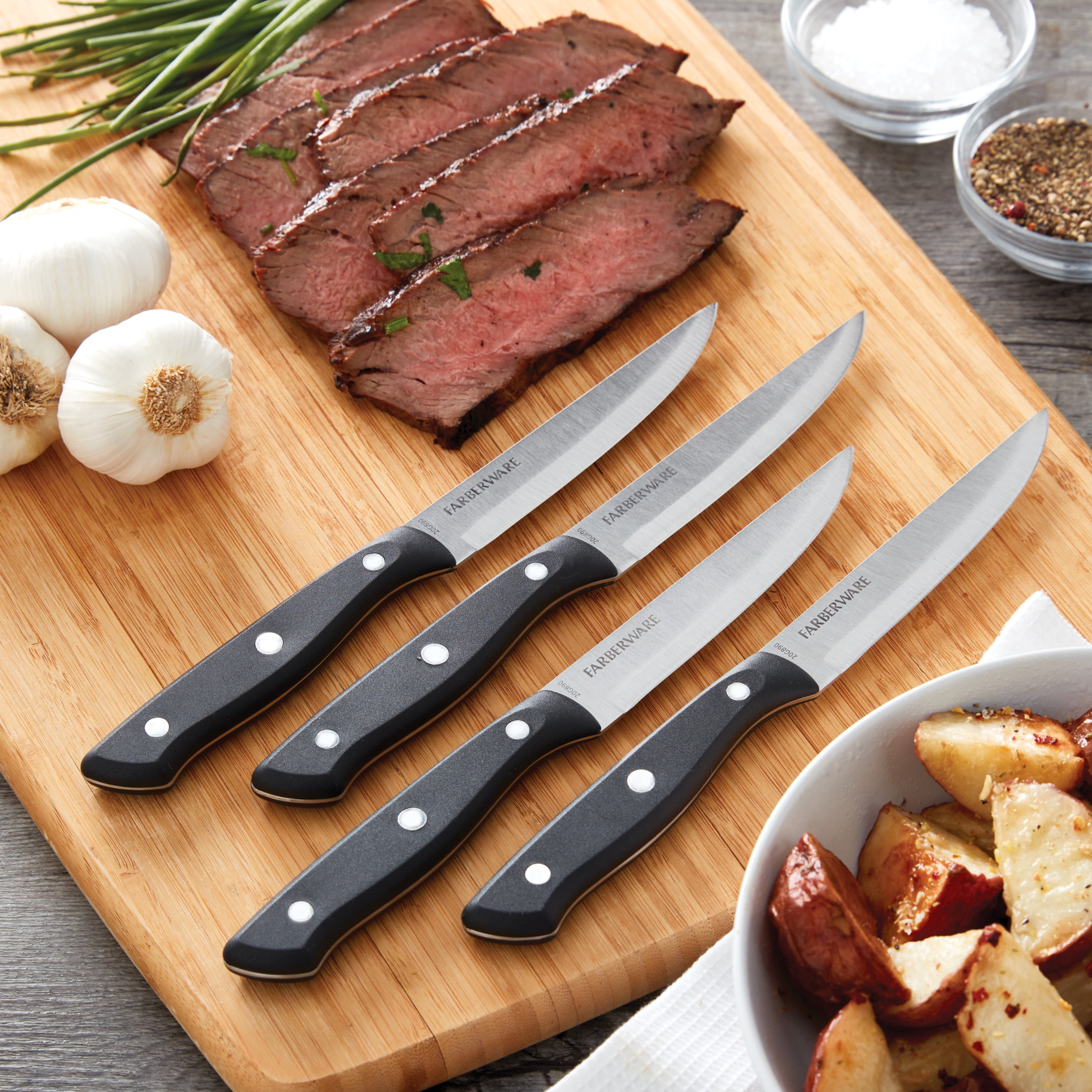 Farberware 6-Piece Triple-Riveted 4.5 Inch Steak Knife Set stainless steel  *NEW*