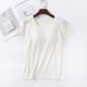 thumbnail image 1 of Camiseta de manga corta con almohadilla para el pecho Camiseta de base de una pieza ajustada con copa modal para mujer Top de mujer con cuello redondo Sujetador sin uso, 1 of 6
