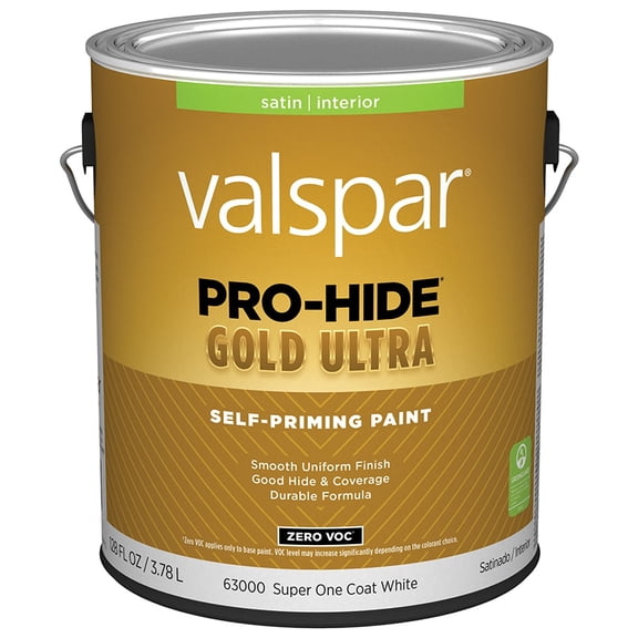 1 gal Valspar 63000 White Pro-Hide Gold Ultra Interior Self-Priming Paint, Satin