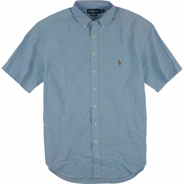 Ralph Lauren Camisa de vestir con botones bordados para hombre, azul, grande 2X