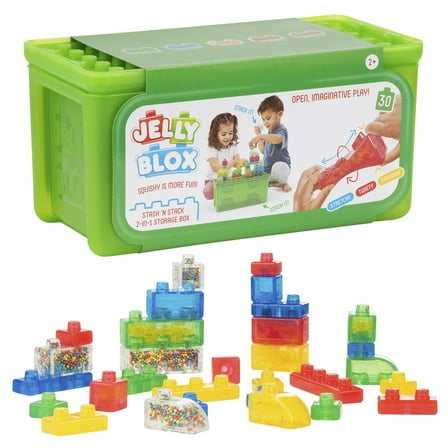Jelly Blox - Stash & Stack - 2-in-1 Storage Case by Goliath, Includes 30 Pieces, Ages 2 
