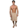 thumbnail image 1 of TowelSelections Men's Wrap Adjustable Cotton Terry Shower Bath Gym Cover Up with Snaps Small/Large Light Taupe, 1 of 1