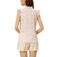 thumbnail image 3 of INSPIRE CHIC Women's Floral Print V Neck Summer Ruffle Sleeveless Tops White L, 3 of 5