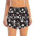 thumbnail image 2 of Rateoe Skeleton Printed 2 in 1 Women's Workout Shorts for Athletic Gym Running Shorts with Phone Pockets-Medium, 2 of 7