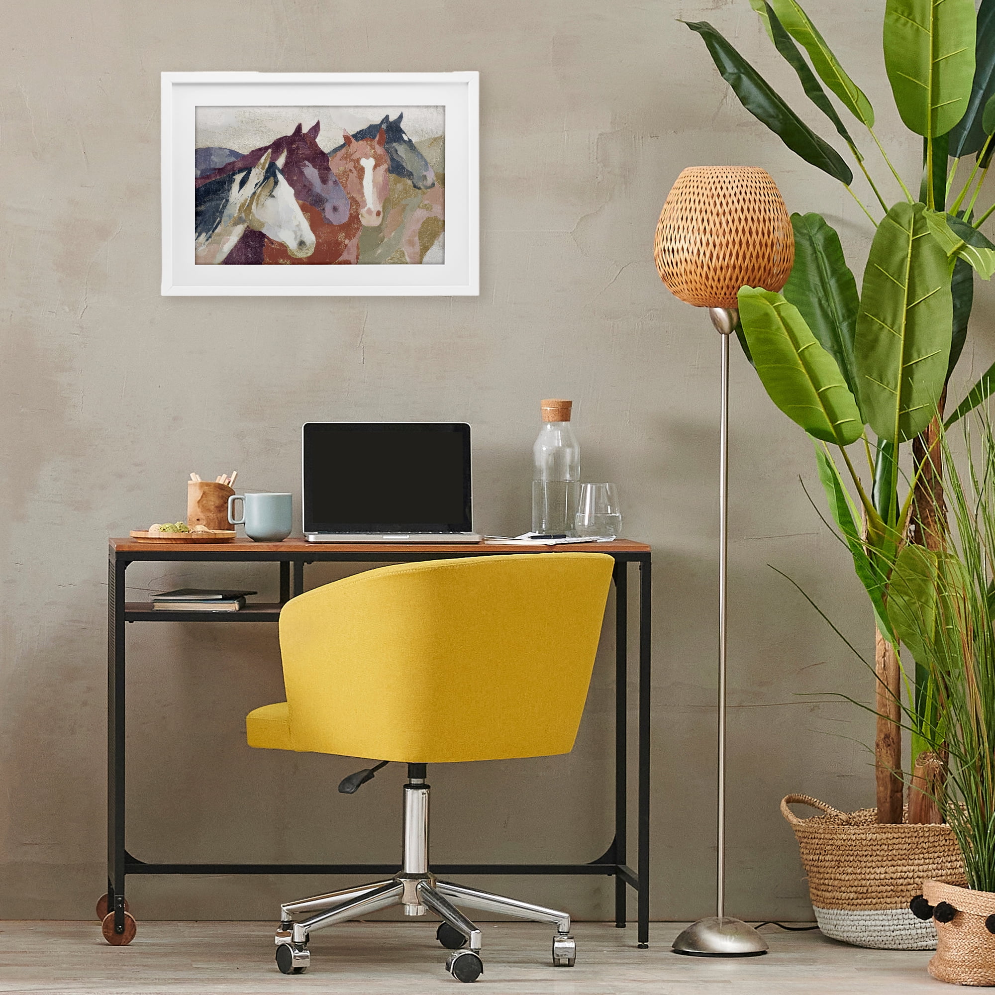 Stupell Industries Calm Horses Abstraction White Framed Print Under Glass, design by Chromatic Storm Studio