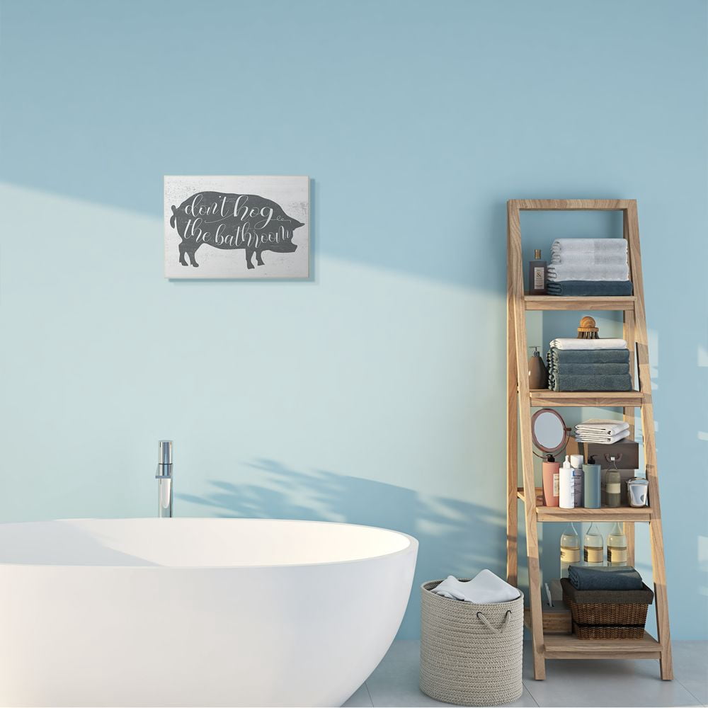 Stupell Industries Don’t Hog The Bathroom Grey Farm Animal Pun Designed by Daphne Polselli
