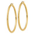 thumbnail image 2 of 14K Yellow Gold Diamond Cut 3mm Round Hoop Earrings, 2 of 3