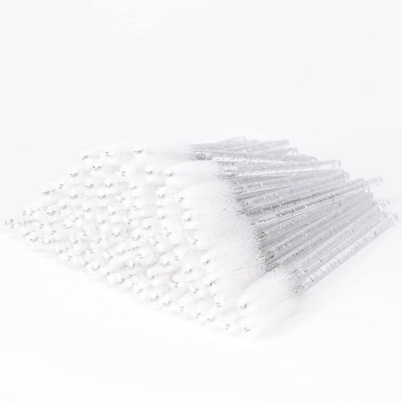 100 Pcs Disposable Eyelash Brushes, Eye Lash Brush, Spoolies for Eyelash Extensions(Crystal White)
