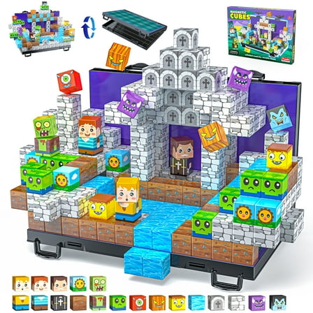 Magnetic Blocks 84PCS Magnetic Building Cube Game, Constructions Toys for Boys & Girls Age 3-4, 5 6 7 8 9 10,Sensory Tiles Building Birthday for Toddlers