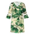 thumbnail image 4 of Pisexur Robe à Manches Courtes Col en V Women Robes d'Été Décontractées Manches 3/4 Tunique de Fête Décontractée Col en V Imprimé Dentelle Col en V Robe Midi Women Robe en Liquidation, 4 of 5