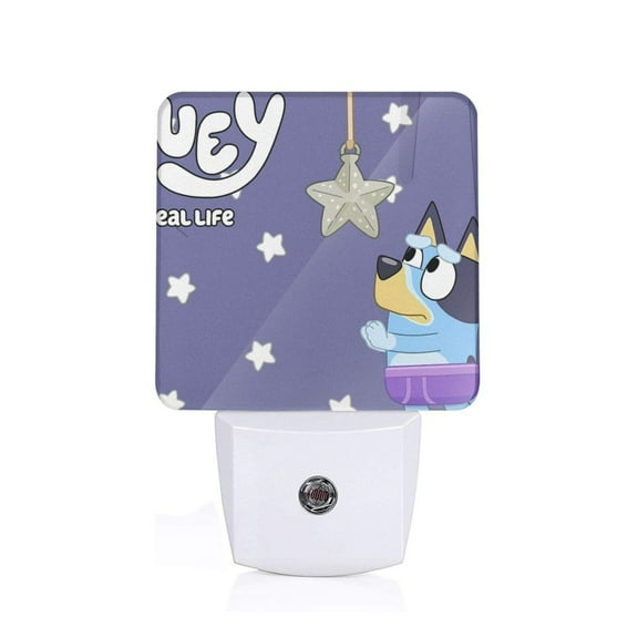 Silaia Bluey Print LED Dimmable Night Light, Plug in Night Light with Dusk to Dawn Sensor,Efficient Decor Desk Lamp,Bright Mini Wall Night Light for Kids Room, Stairway-US