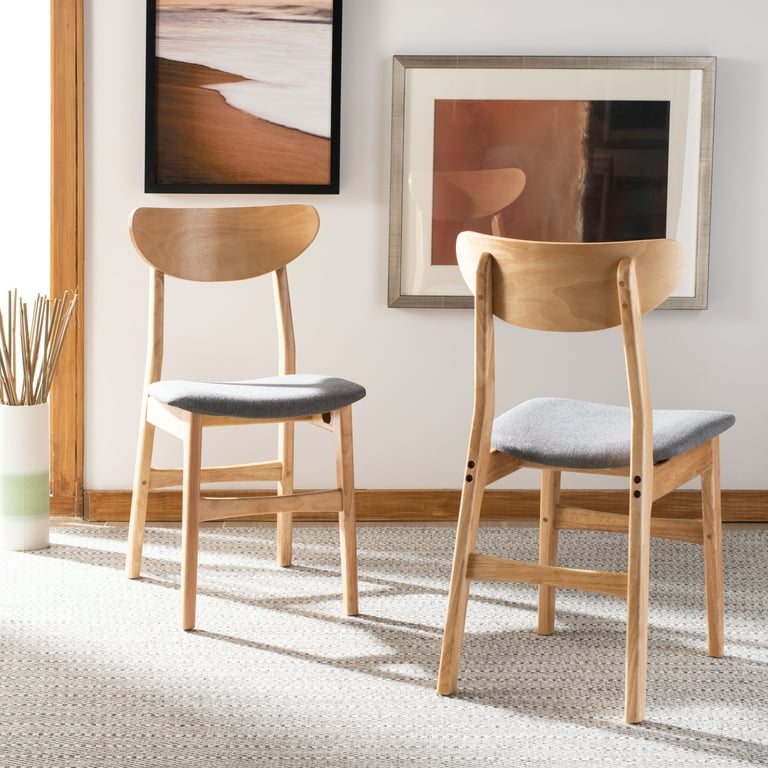 SAFAVIEH Lucca Retro Farmhouse Dining Chair Natural Grey Set of 2