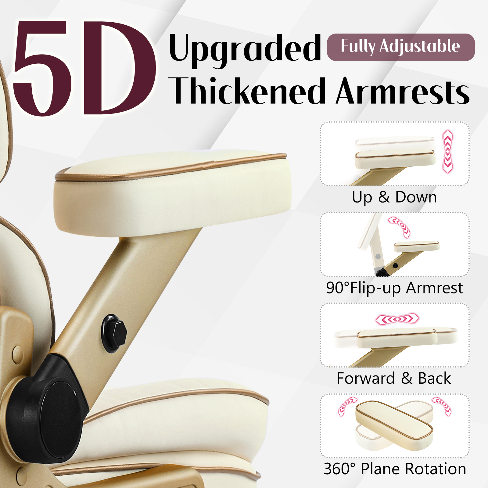 Falvinoryn Big and Tall Office Chair 500LBS, Ergonomic High Back Executive Office Chair, Adjustable Lumbar Support, Flip Arms, Locking Wheels Large Computer Desk Chair, Beige