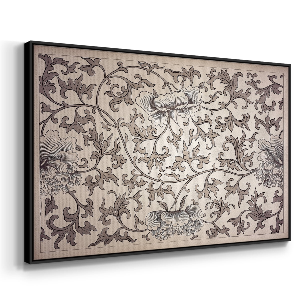 Vintage Abstract Print-XXIV Framed in Black Wood Gallery Wrapped Canvas 17 in. x 25 in.