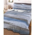 thumbnail image 3 of Quilts Queen Size Bedding Set, Blue Brown Ombre Lightweight Quilted Comforter, Vintage Shabby Blue Abstract Art Soft Reversible Bedspread Coverlet with Pillow Covers for All Season, 90" x 96", 3 of 7