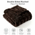 thumbnail image 2 of Battilo Dark Brown Faux Fur Throw Blanket, Double Side Rabbit Fur Blanket for Couch,50"x60", 2 of 7