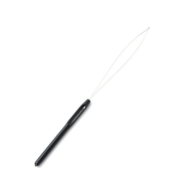 Outil Professionnel de Retrait de Boucles de Perles Manche en Plastique Enfileur d'Extension Tricot et Réparation de Perruque Noir